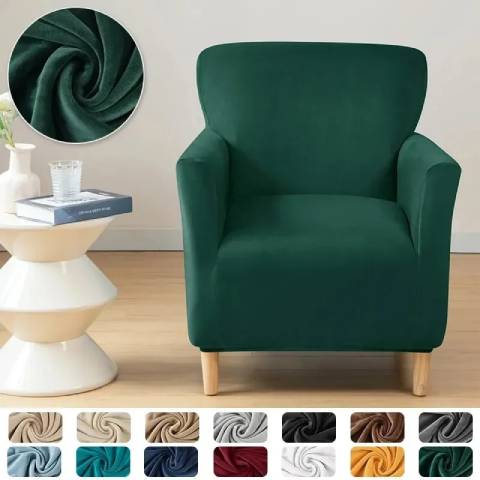 Housse de fauteuil extensible en velours - Vert