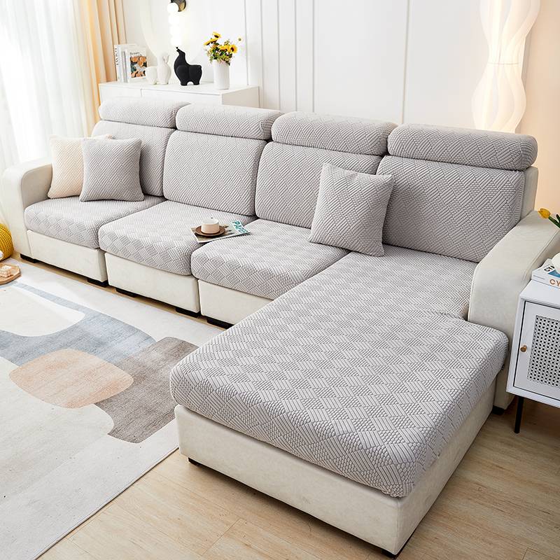 Gris clair - Housse de coussin d'assise pour canapé - Motif laine