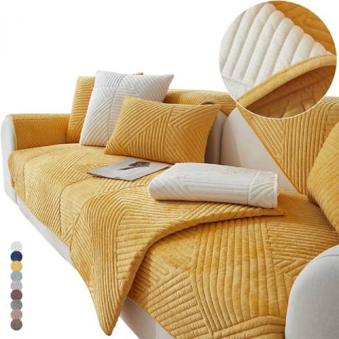 Housse de Fauteuil Matelassée Jaune Moutarde – Élégance et Protection pour Votre Salon