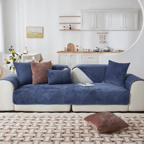 Housse de Fauteuil et Canapé Matelassée Bleu Marine – Élégance Intemporelle et Protection Antidérapante