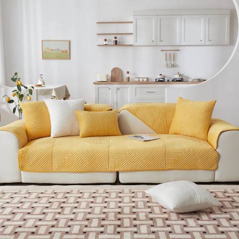 Housse de Fauteuil Matelassée Jaune Moutarde – Élégance et Protection pour Votre Salon