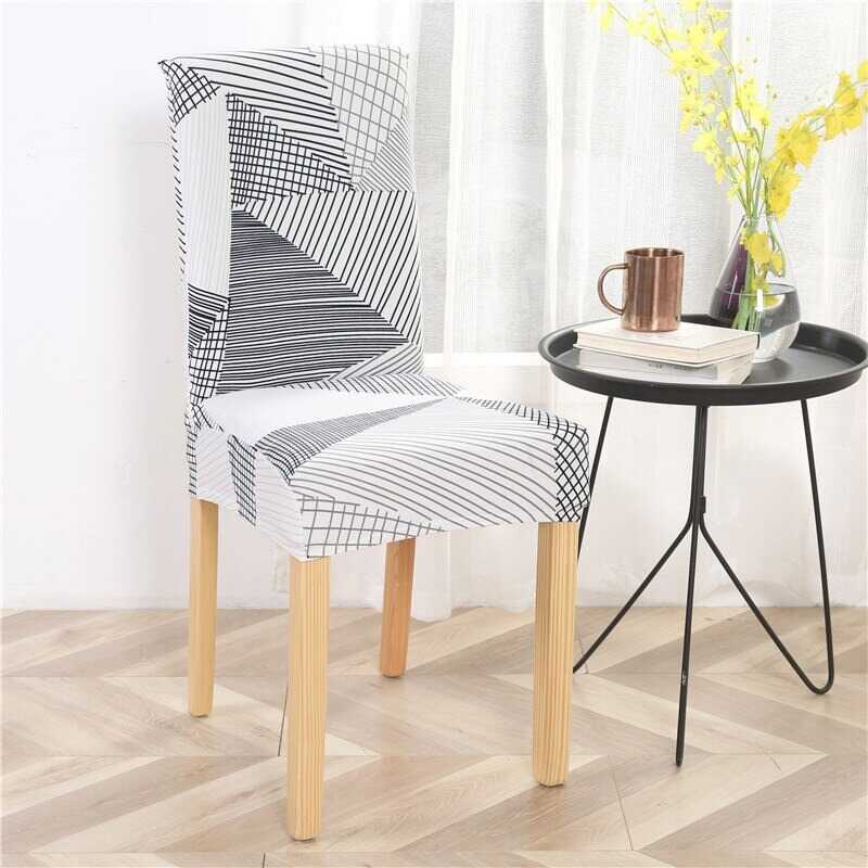 Housse de Chaise Noire et Blanche – Motif Graphique Moderne pour Salle à Manger