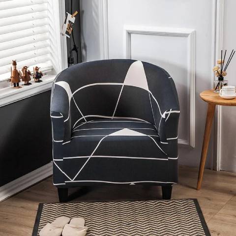 Housse fauteuil club universelle – coloris noir et blanc – protection optimale et design élégant