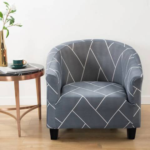 Housse pour fauteuil club extensible pas cher – coloris gris – élégance et élasticité 
