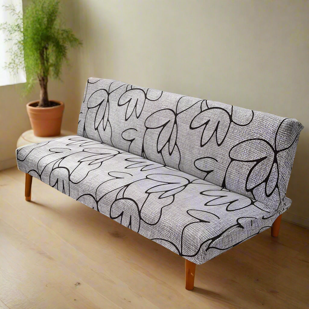 Vue rapprochée du motif feuille noire sur fond gris clair