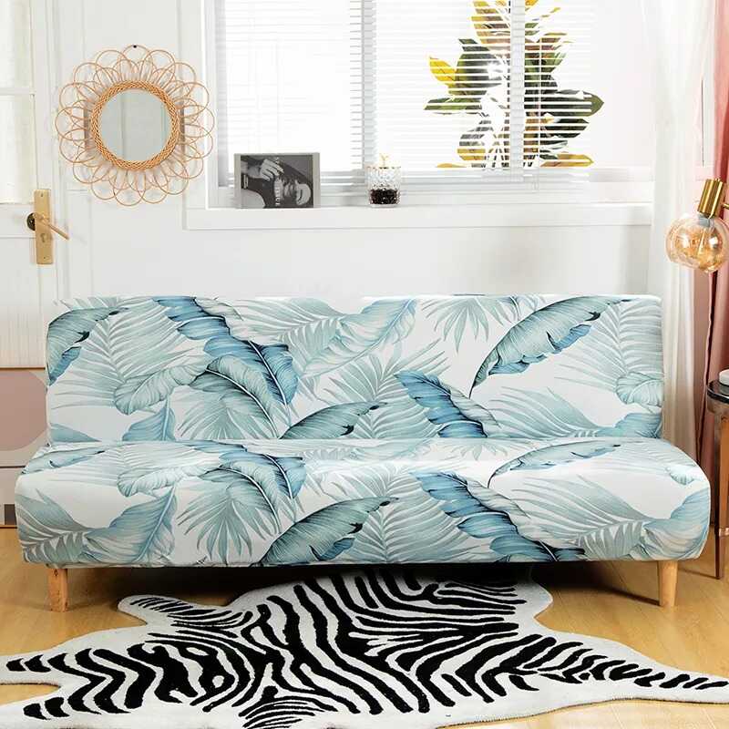 Housse pour clic clac blanche avec motifs feuilles bleu ciel