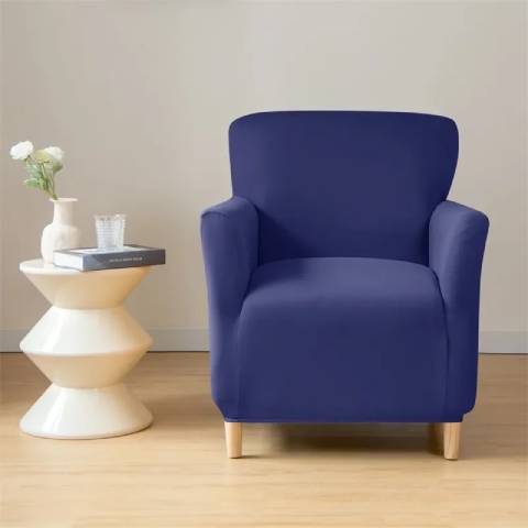 Housse de fauteuil extensible en jacquard - bleu marine