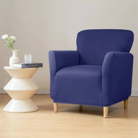 Housse de fauteuil extensible en jacquard - bleu marine