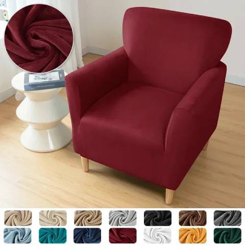 Housse de fauteuil extensible en velours - rouge