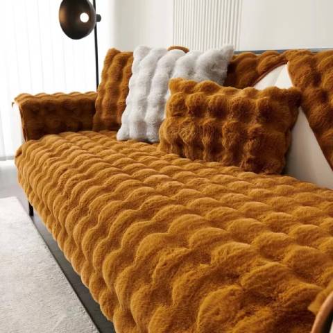 Housse pour Canapé Ultra Douce en Fausse Fourrure – coloris marron - Design élégant et moderne