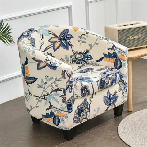 Housse de fauteuil club extensible – motifs fleuris – design élégant et raffiné
