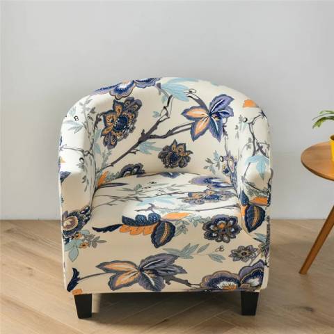 Housse pour fauteuil club extensible – motifs fleuris – design élégant et raffiné