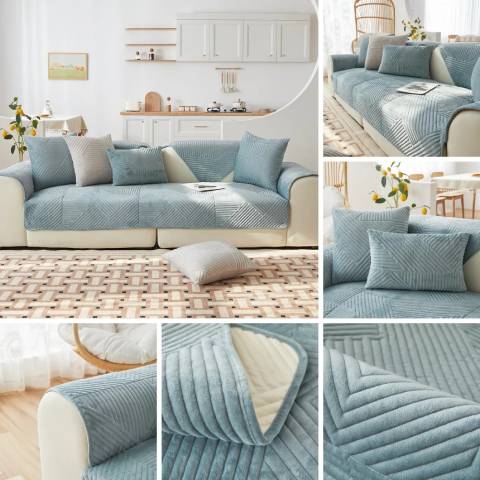 housse pour fauteuil matelassé antidérapante - coloris bleu ciel - élégance et durabilité