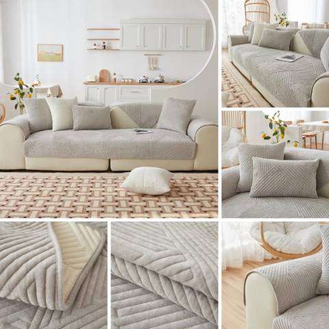 Housse de Fauteuil et Canapé Matelassée Gris Clair – Élégance et Protection