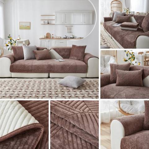 Housse pour fauteuil matelassée antidérapante – coloris marron – design élégant et protection durable