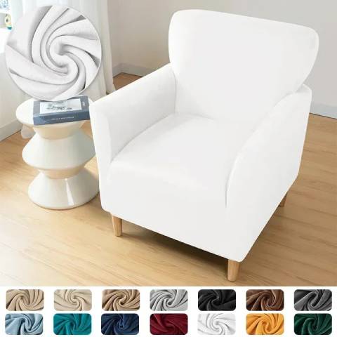 Housse de fauteuil extensible en velours - blanc