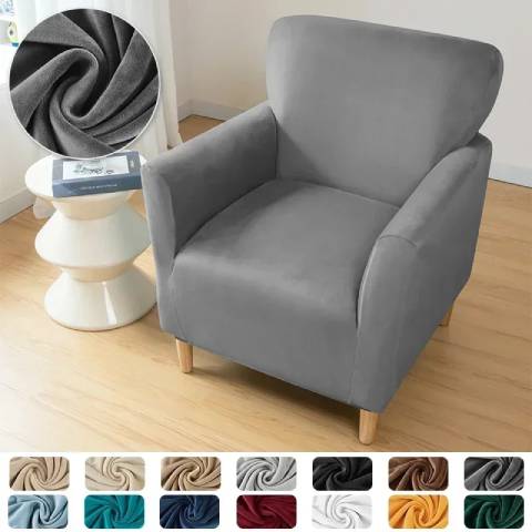 Housse de fauteuil extensible en velours - gris