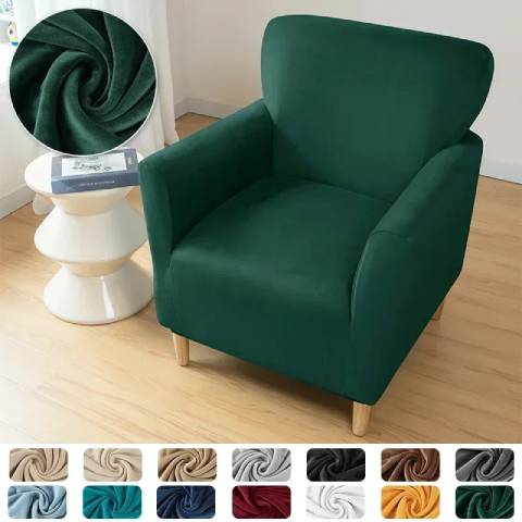 Housse de fauteuil extensible en velours - Vert