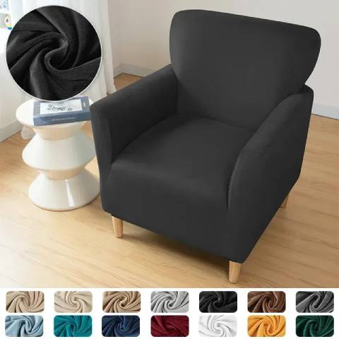 Housse de fauteuil extensible en velours - noir