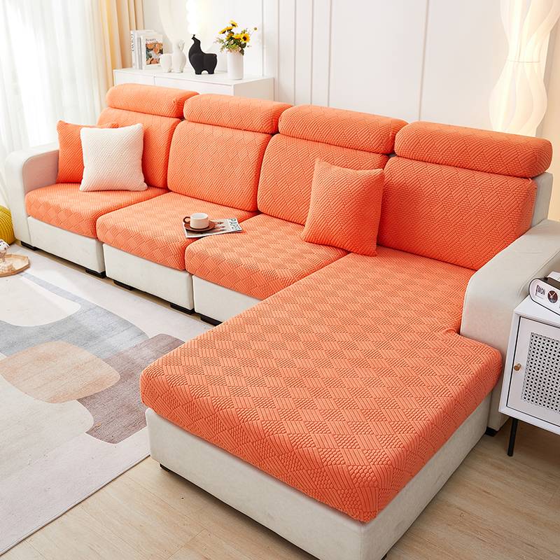 Orange - Housse de coussin d'assise pour canapé - Motif laine