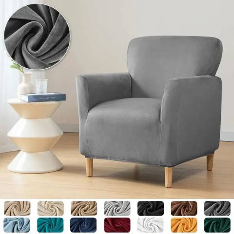 Housse de fauteuil extensible en velours - gris