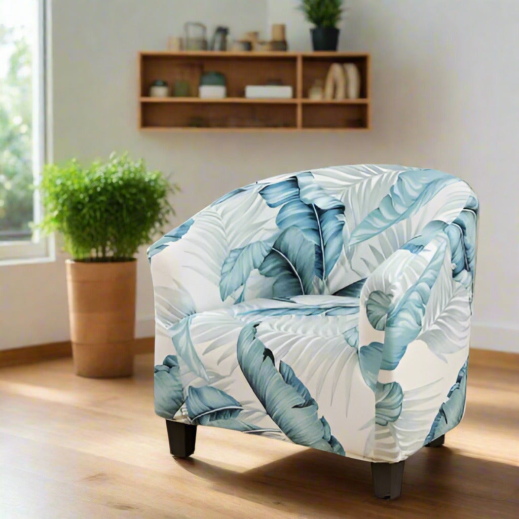 Couvre fauteuil universel extensible – coloris bleu et blanc - économie et durabilité