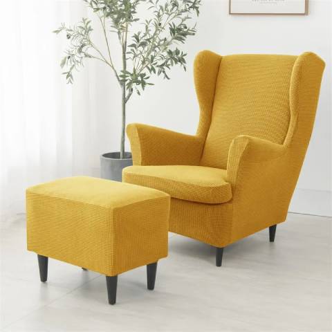 Housse de fauteuil oreiller extensible - Jaune moutard - Protection et style nordique