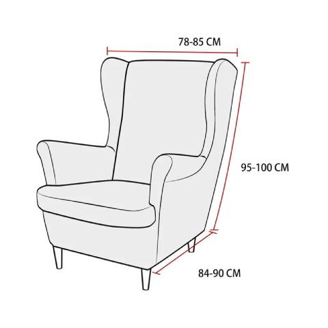 Housse de fauteuil à oreilles velours - Gris Foncé - Élégance et Protection