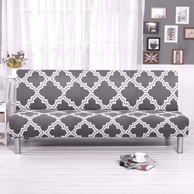 Housse Clic Clac Extensible Motif Géométrique Gris - Tissu Doux & Élastique
