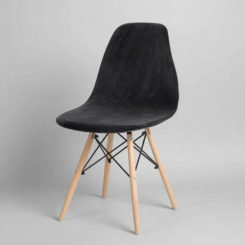 Housse noire pour chaise scandinave, style moderne et élégant, tissu extensible.