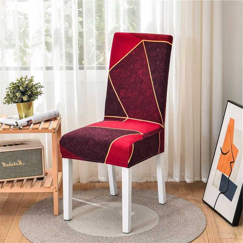 housse chaise extensible à motifs modernes rouge — design élégant et taille universelle