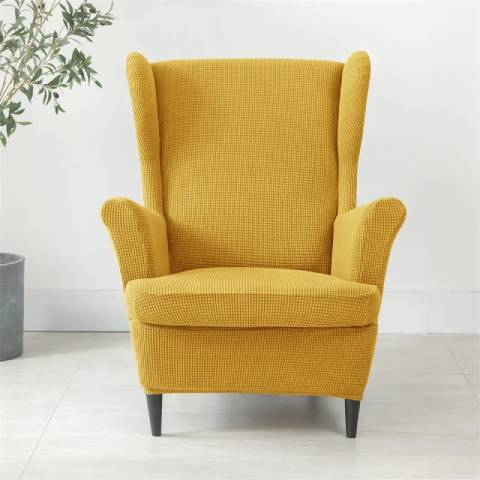 Housse de fauteuil oreiller extensible - Jaune moutard - Protection et style nordique