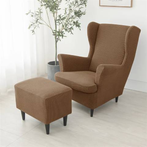 Housse de fauteuil à oreilles extensible - Marron - Protection et style nordique