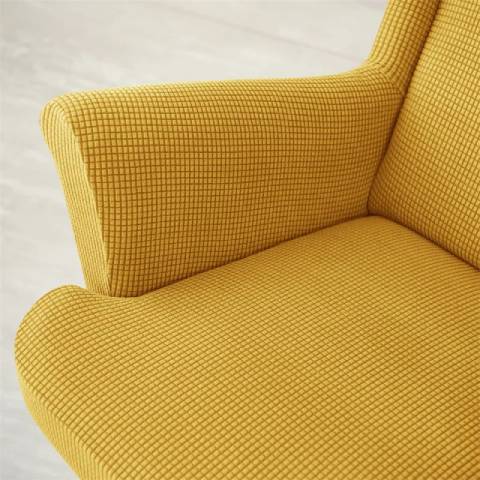 Housse de fauteuil oreiller extensible - Jaune moutard - Protection et style nordique