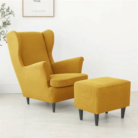 Housse de fauteuil oreiller extensible - Jaune moutard - Protection et style nordique