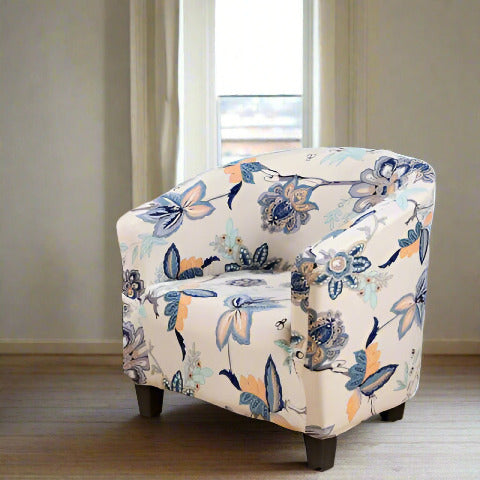 Housse fauteuil club extensible – motifs fleuris – design élégant et raffiné