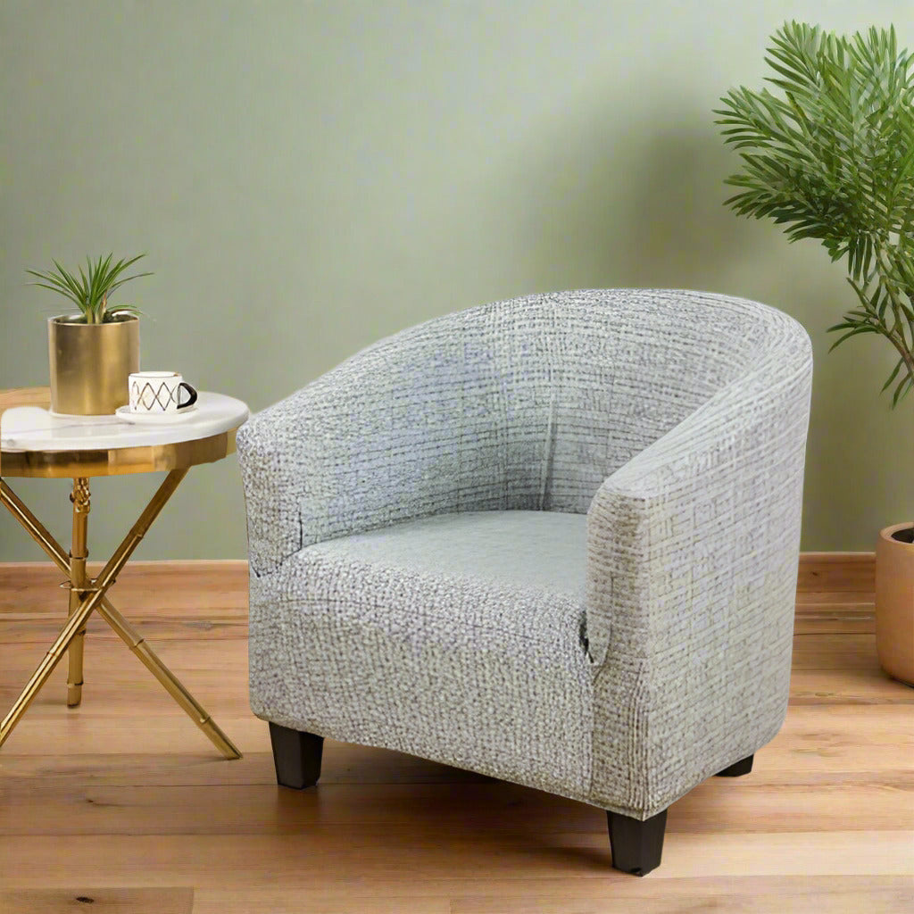 Housse fauteuil universelle extensible – gris clair – lavable en machine et résistante aux taches