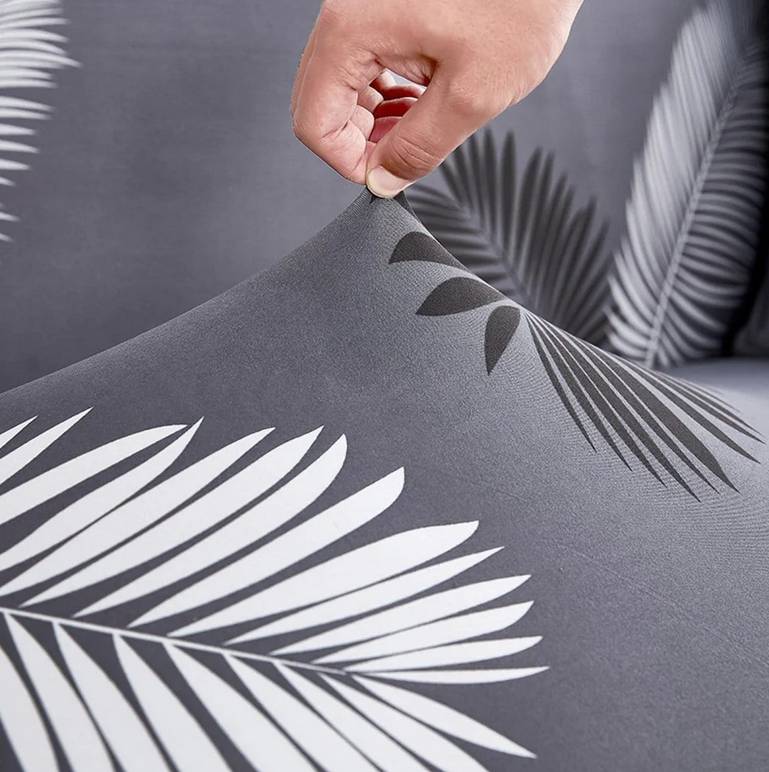 Housse pour fauteuil club universelle – coloris gris et blanc – simple à installer et facile à changer