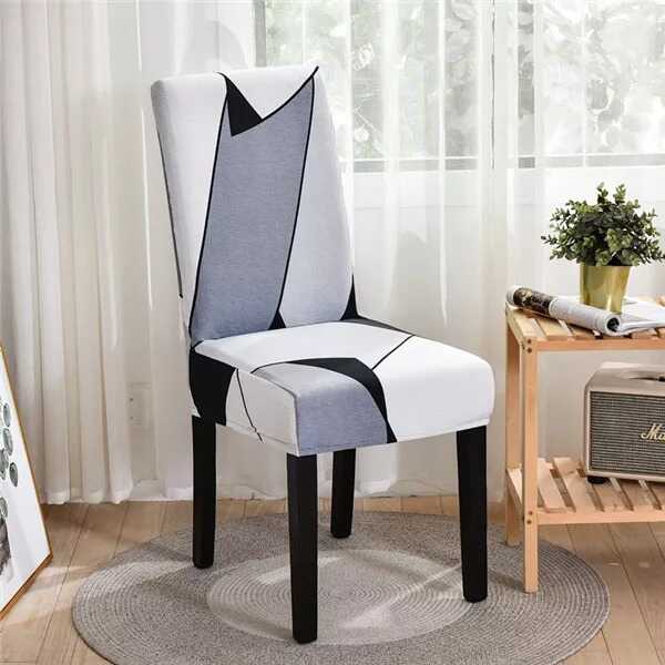 Coprisedia elasticizzato con motivo moderno - Stile scandinavo grigio bianco