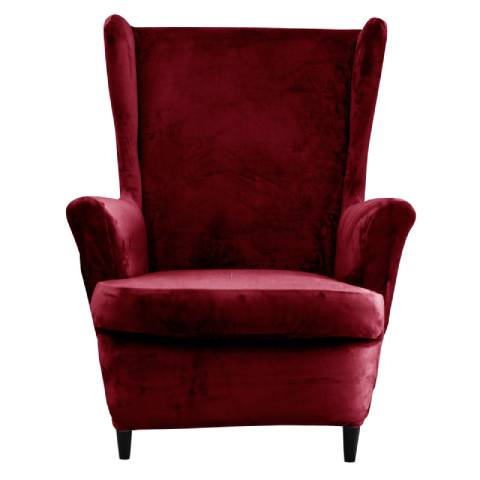 Housse de fauteuil à oreilles velours - Rouge Bordeaux - Élégance et Protection