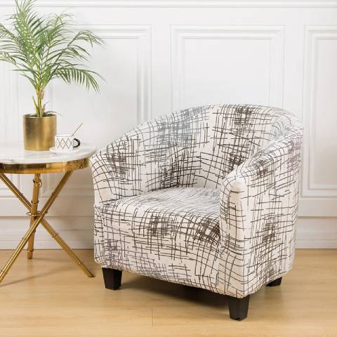 Housse fauteuil club élastique – coloris blanc cassé – modularité et adaptabilité