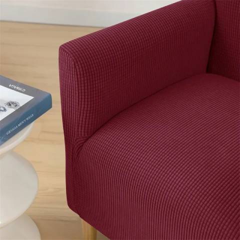 Housse de fauteuil crapaud en tissu jacquard – coloris rouge bordeaux – rénovez votre déco à petit prix