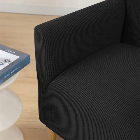 Housse fauteuil crapaud en tissu jacquard – coloris noir – confort et protection assurés