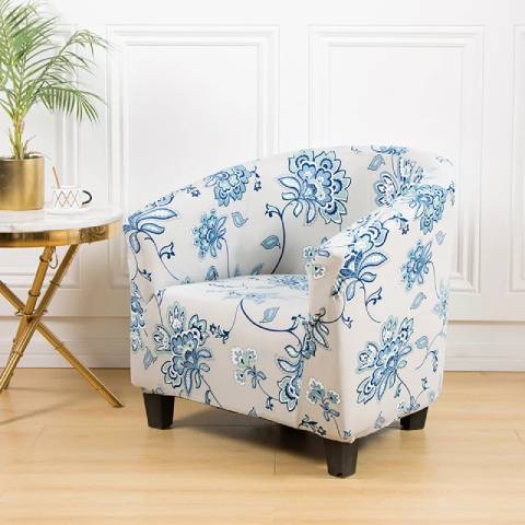 Housse de fauteuil club extensible – coloris gris et bleu - Protection total contre les taches, l'usure et la poussière