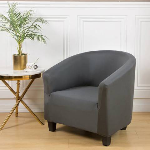 Housse de Fauteuil Club Extensible - Gris Foncé Uni Élégant