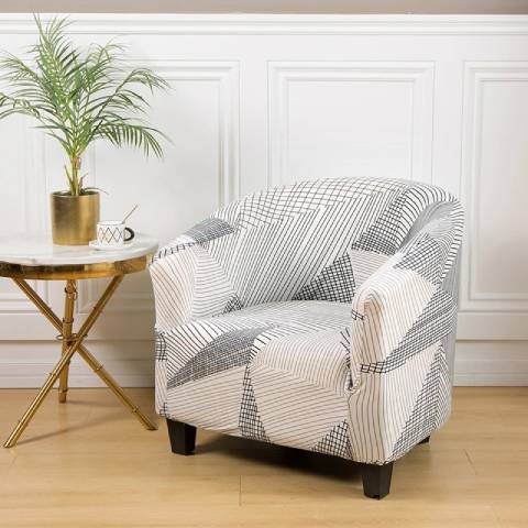 Housse de Fauteuil Club Extensible - Motif Graphique Noir et Blanc