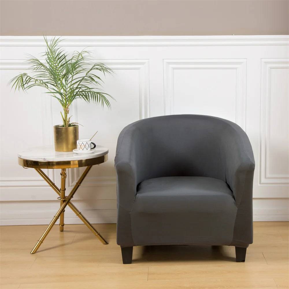 Housse de Fauteuil Club Extensible - Gris Foncé Uni Élégant
