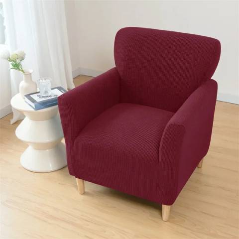 Housse fauteuil crapaud en tissu jacquard – coloris rouge bordeaux – rénovez votre déco à petit prix