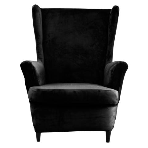 Housse de fauteuil à oreilles velours - Noire - Élégance et Protection