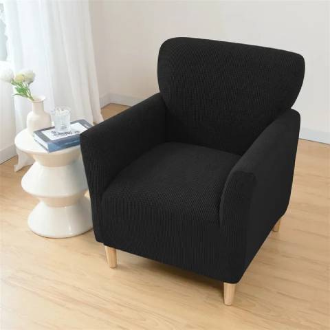 Housse pour fauteuil crapaud en tissu jacquard – coloris noir – confort et protection assurés
